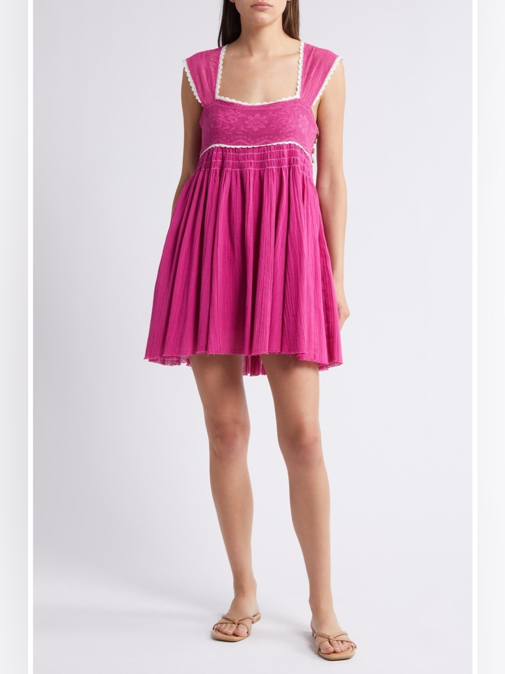 Free People ‘Heartland’ Embroidered Bodice Cotton Minidress